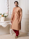 Golden Colour Fancy Latest Designer Party And Function Wear Traditional Mysore Silk Kurta Churidar Pajama Redymade Collection Swaroop-1-22